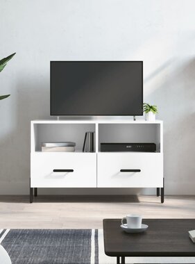 VidaXL Tv-meubel 80x36x50 cm bewerkt hout hoogglans wit