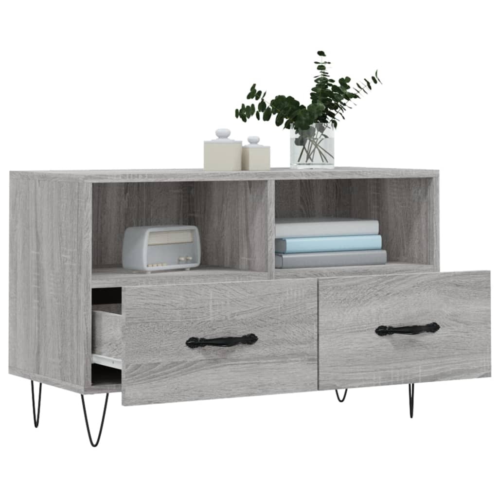 VidaXL Tv-meubel 80x36x50 cm bewerkt hout grijs sonoma eikenkleurig