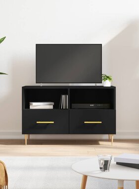 Tv-meubel 80x36x50 cm bewerkt hout zwart