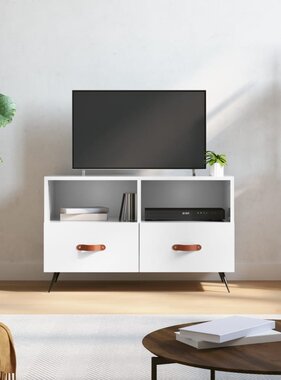 VidaXL Tv-meubel 80x36x50 cm bewerkt hout hoogglans wit