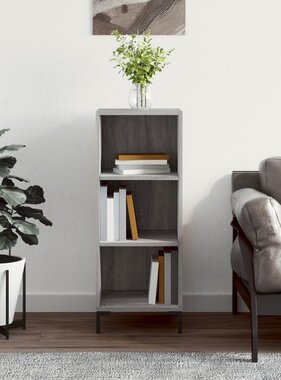 VidaXL Dressoir 34,5x32,5x90 cm bewerkt hout grijs sonoma eikenkleurig