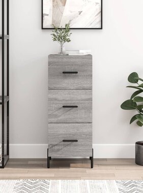 VidaXL Dressoir 34,5x34x90 cm bewerkt hout grijs sonoma eikenkleurig