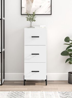 VidaXL Dressoir 34,5x34x90 cm bewerkt hout hoogglans wit