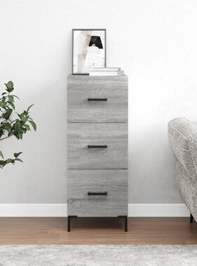 VidaXL Dressoir 34,5x34x90 cm bewerkt hout grijs sonoma eikenkleurig