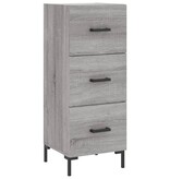 vidaXL Dressoir 34,5x34x90 cm bewerkt hout grijs sonoma eikenkleurig