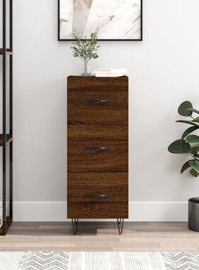 VidaXL Dressoir 34,5x34x90 cm bewerkt hout bruineikenkleurig