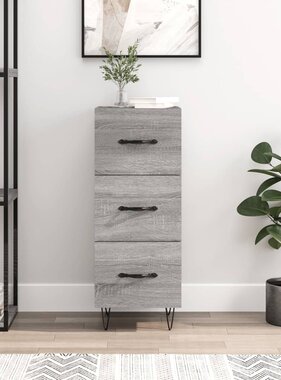 VidaXL Dressoir 34,5x34x90 cm bewerkt hout grijs sonoma eikenkleurig