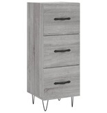 VidaXL Dressoir 34,5x34x90 cm bewerkt hout grijs sonoma eikenkleurig