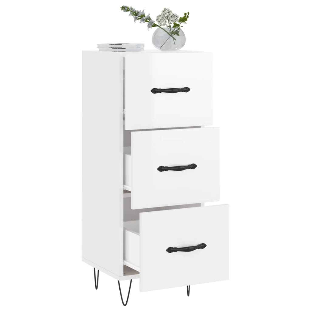 VidaXL Dressoir 34,5x34x90 cm bewerkt hout hoogglans wit