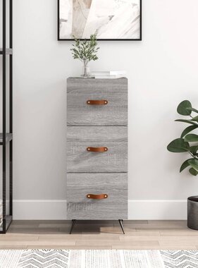 VidaXL Dressoir 34,5x34x90 cm bewerkt hout grijs sonoma eikenkleurig