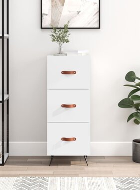 VidaXL Dressoir 34,5x34x90 cm bewerkt hout hoogglans wit