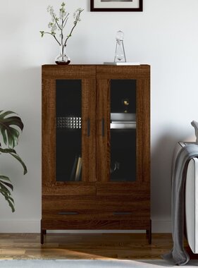 VidaXL Hoge kast 69,5x31x115 cm bewerkt hout bruineikenkleurig