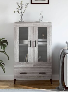 VidaXL Hoge kast 69,5x31x115 cm bewerkt hout grijs sonoma eikenkleurig
