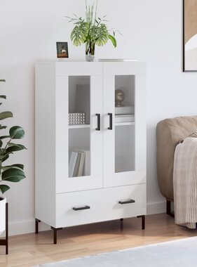 VidaXL Hoge kast 69,5x31x115 cm bewerkt hout hoogglans wit