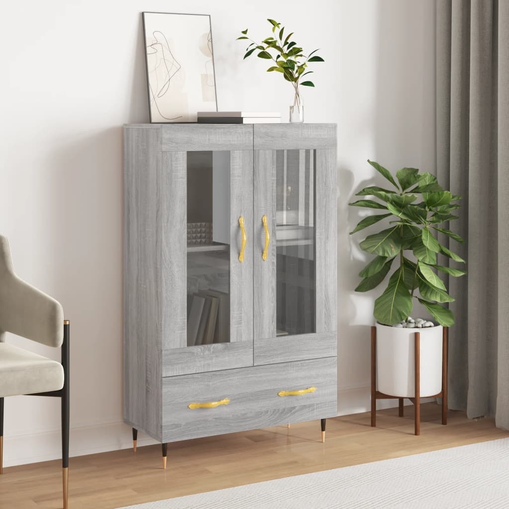 VidaXL Hoge kast 69,5x31x115 cm bewerkt hout grijs sonoma eikenkleurig