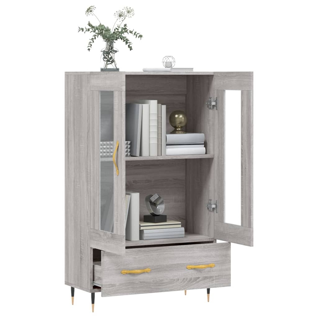 VidaXL Hoge kast 69,5x31x115 cm bewerkt hout grijs sonoma eikenkleurig