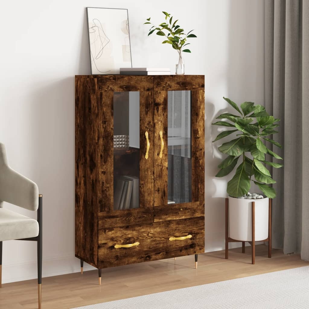 VidaXL Hoge kast 69,5x31x115 cm bewerkt hout gerookt eikenkleurig