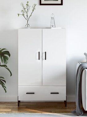 VidaXL Hoge kast 69,5x31x115 cm bewerkt hout hoogglans wit