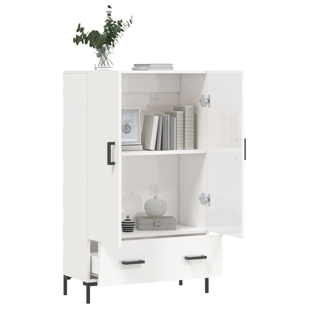 VidaXL Hoge kast 69,5x31x115 cm bewerkt hout hoogglans wit