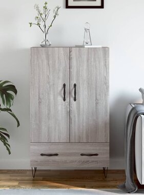 VidaXL Hoge kast 69,5x31x115 cm bewerkt hout grijs sonoma eikenkleurig