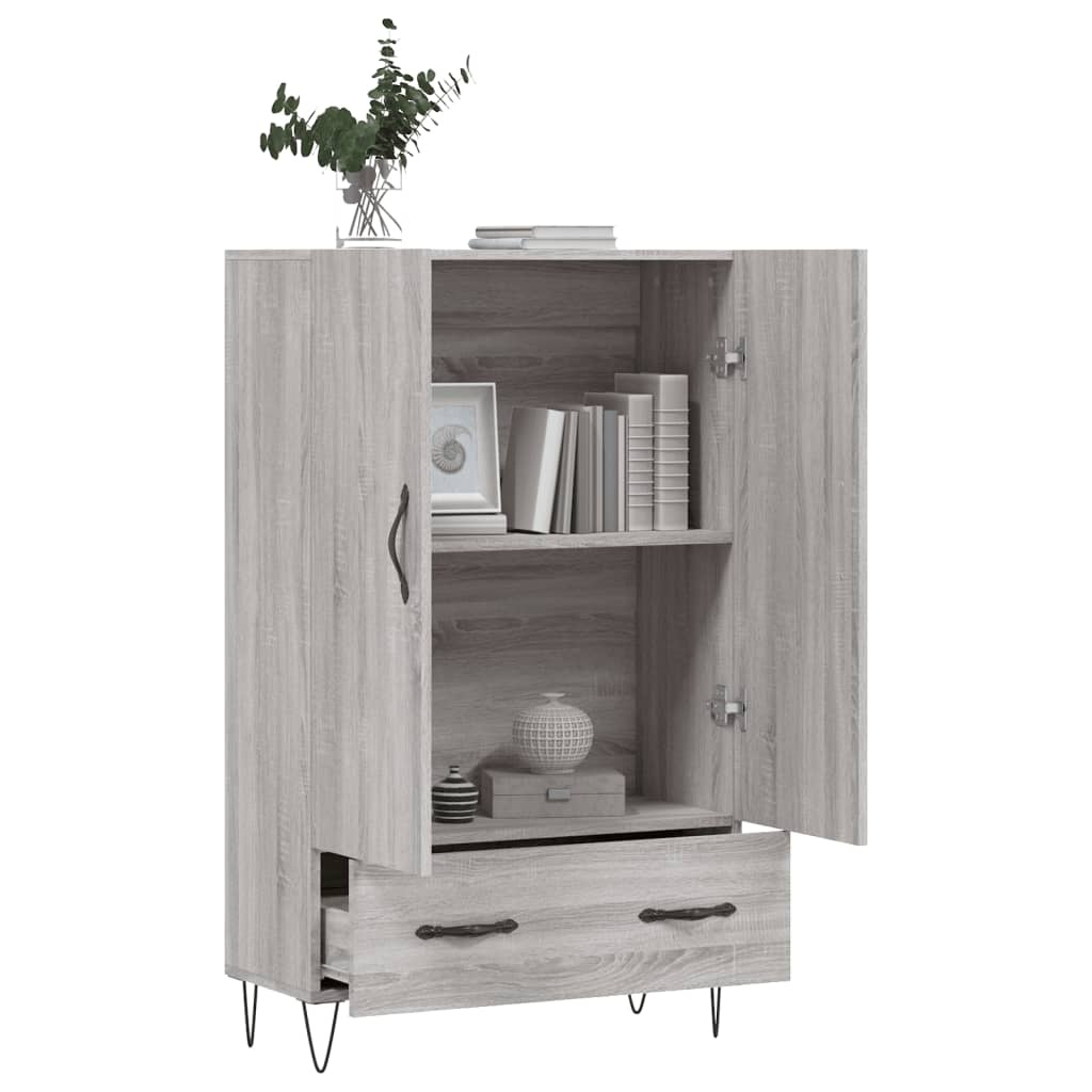 VidaXL Hoge kast 69,5x31x115 cm bewerkt hout grijs sonoma eikenkleurig