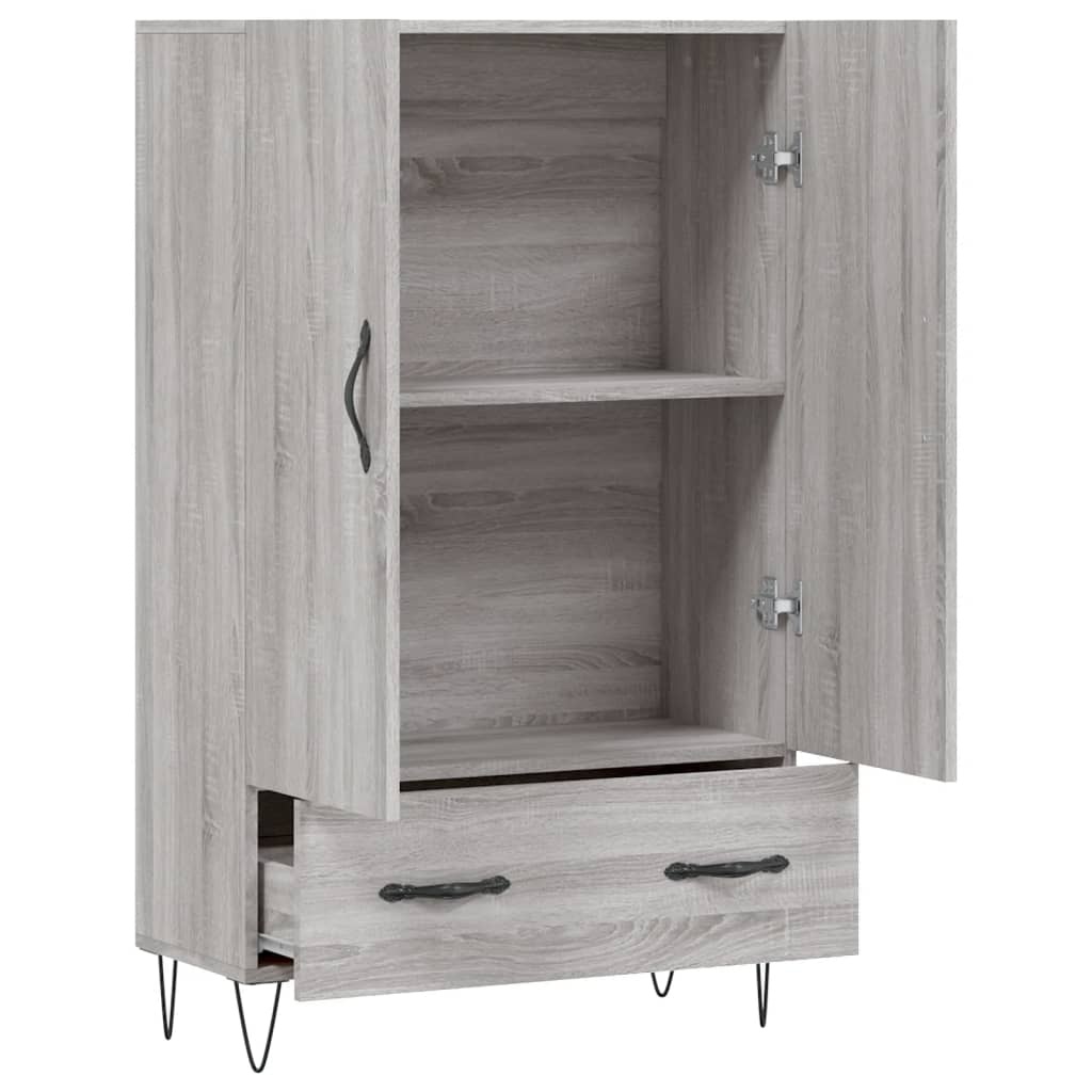VidaXL Hoge kast 69,5x31x115 cm bewerkt hout grijs sonoma eikenkleurig