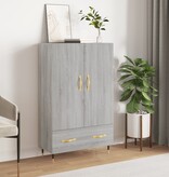VidaXL Hoge kast 69,5x31x115 cm bewerkt hout grijs sonoma eikenkleurig