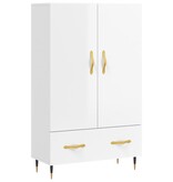 VidaXL Hoge kast 69,5x31x115 cm bewerkt hout hoogglans wit