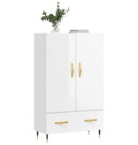 VidaXL Hoge kast 69,5x31x115 cm bewerkt hout hoogglans wit