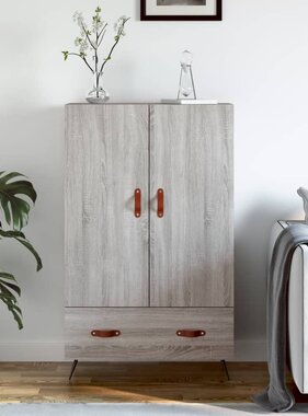 VidaXL Hoge kast 69,5x31x115 cm bewerkt hout grijs sonoma eikenkleurig