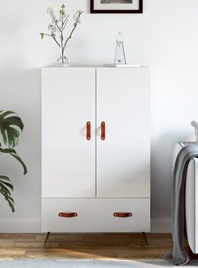 VidaXL Hoge kast 69,5x31x115 cm bewerkt hout hoogglans wit