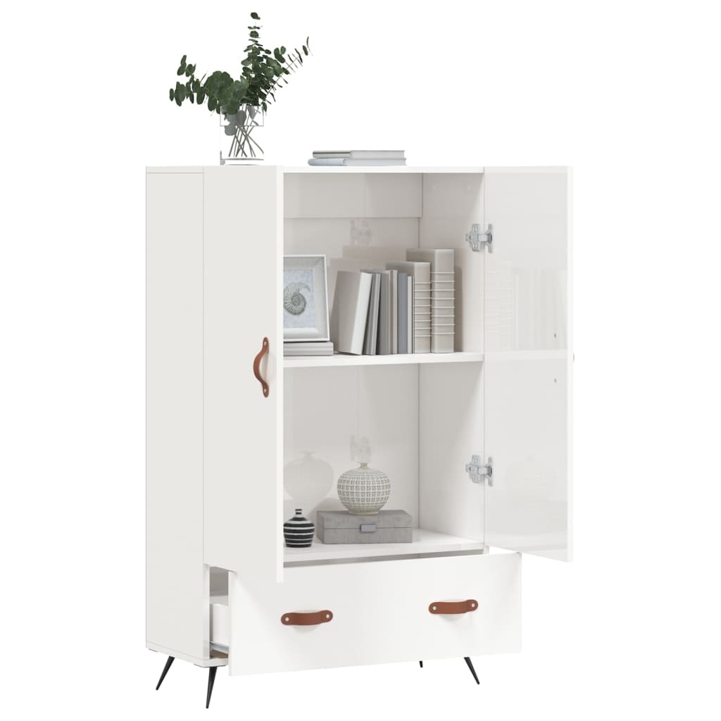 VidaXL Hoge kast 69,5x31x115 cm bewerkt hout hoogglans wit