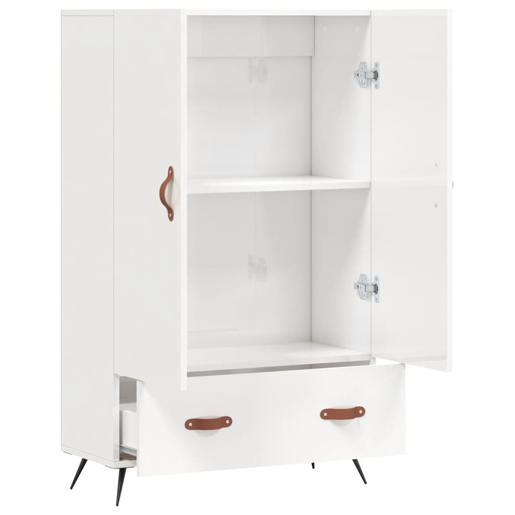 VidaXL Hoge kast 69,5x31x115 cm bewerkt hout hoogglans wit