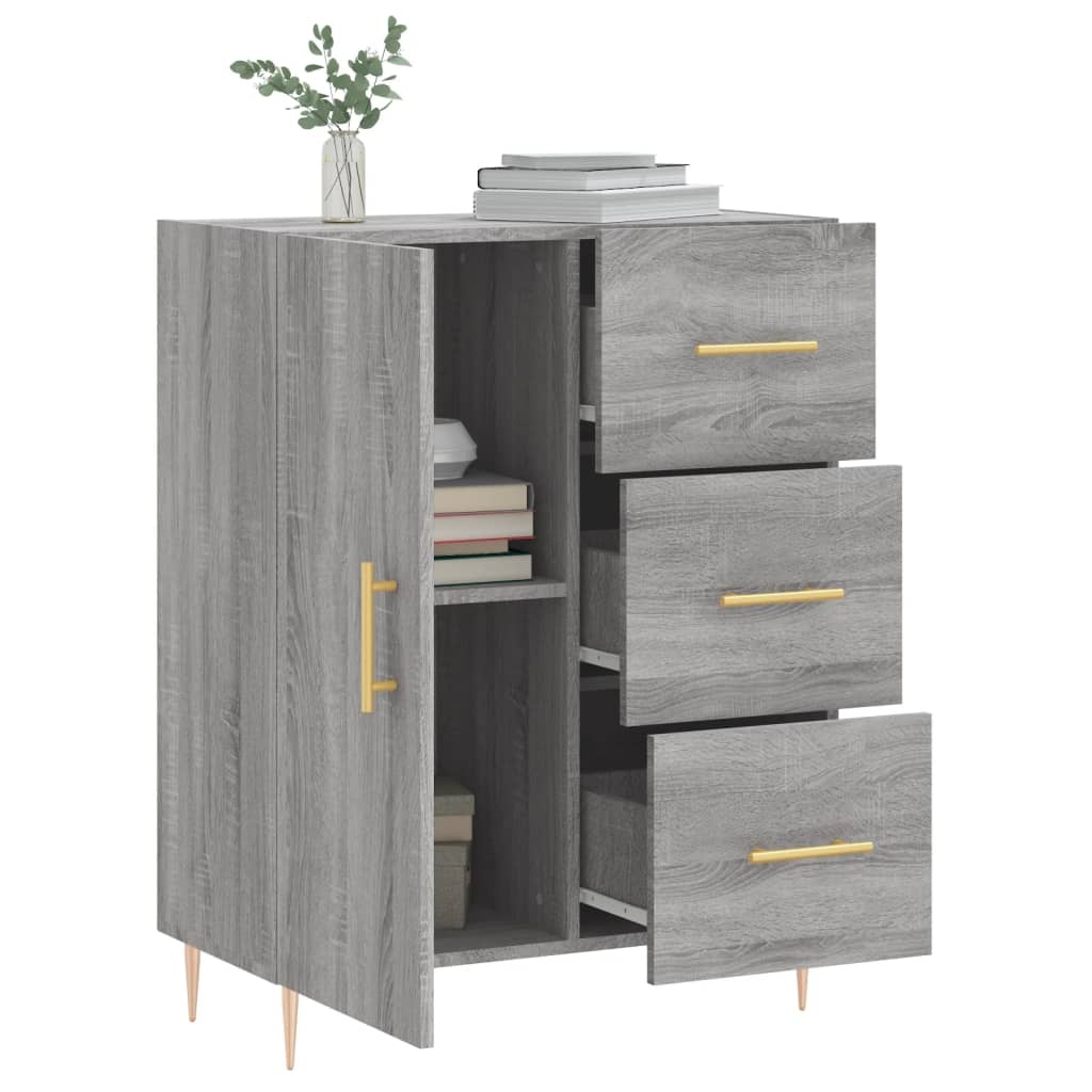 VidaXL Dressoir 69,5x34x90 cm bewerkt hout grijs sonoma eikenkleurig