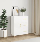 VidaXL Dressoir 69,5x34x90 cm bewerkt hout hoogglans wit