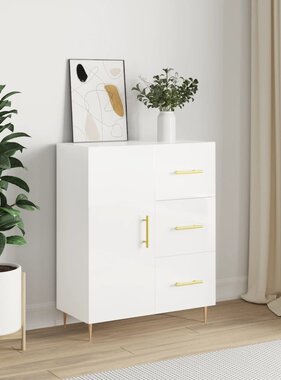 VidaXL Dressoir 69,5x34x90 cm bewerkt hout hoogglans wit