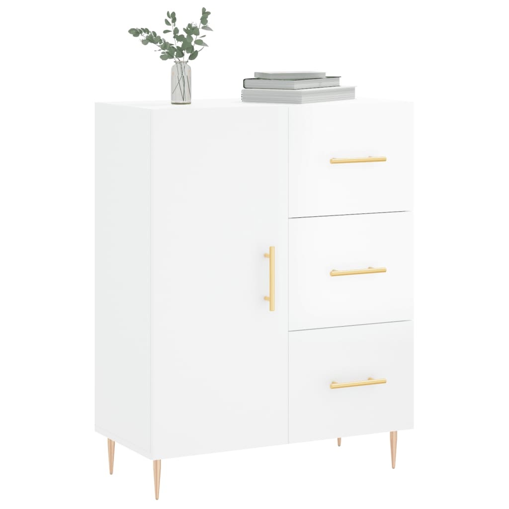VidaXL Dressoir 69,5x34x90 cm bewerkt hout hoogglans wit