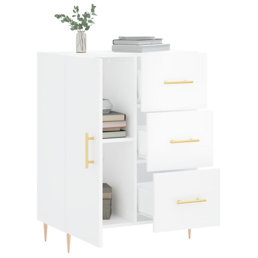 VidaXL Dressoir 69,5x34x90 cm bewerkt hout hoogglans wit