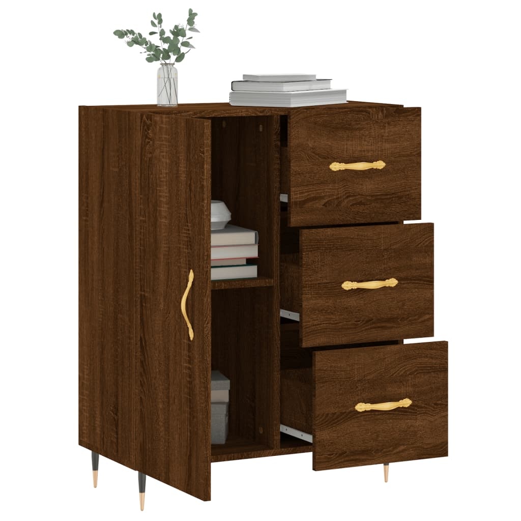 VidaXL Dressoir 69,5x34x90 cm bewerkt hout bruineikenkleurig