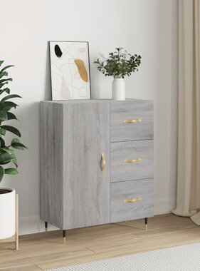 VidaXL Dressoir 69,5x34x90 cm bewerkt hout grijs sonoma eikenkleurig