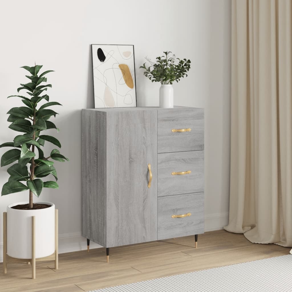 VidaXL Dressoir 69,5x34x90 cm bewerkt hout grijs sonoma eikenkleurig