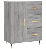 VidaXL Dressoir 69,5x34x90 cm bewerkt hout grijs sonoma eikenkleurig