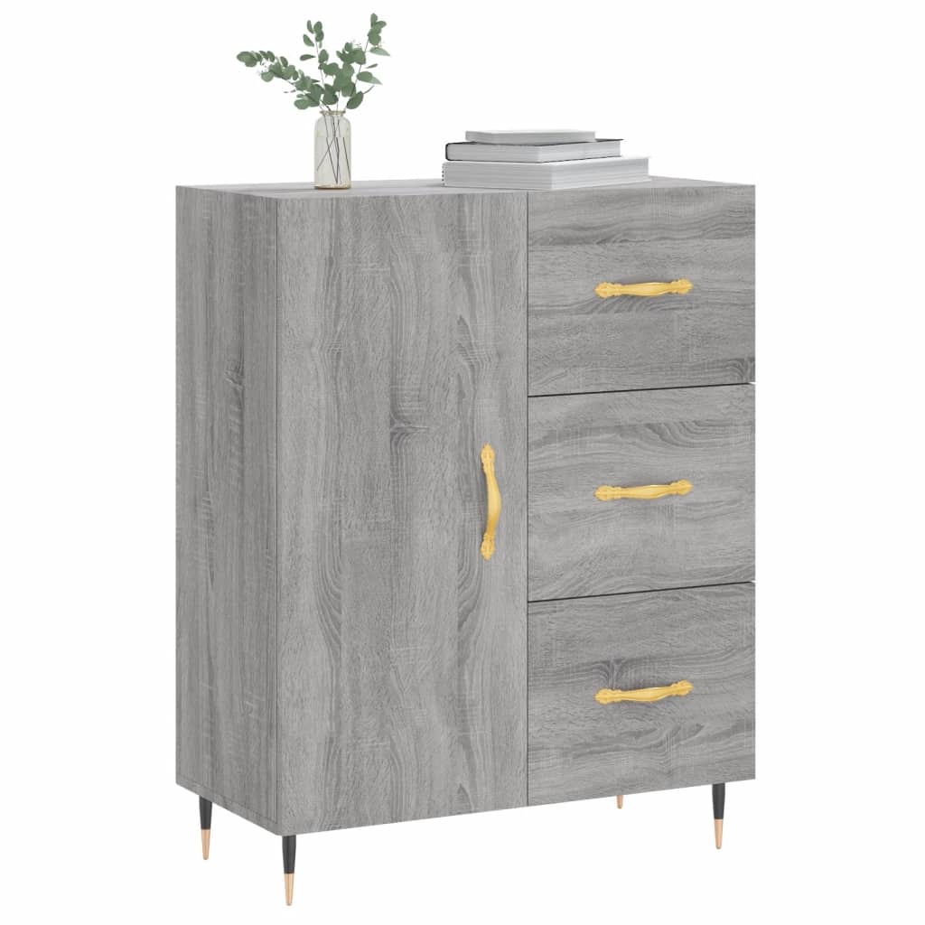 VidaXL Dressoir 69,5x34x90 cm bewerkt hout grijs sonoma eikenkleurig