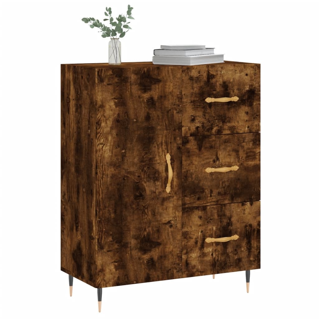 VidaXL Dressoir 69,5x34x90 cm bewerkt hout gerookt eikenkleurig