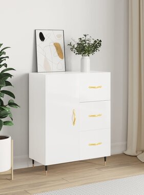 VidaXL Dressoir 69,5x34x90 cm bewerkt hout hoogglans wit