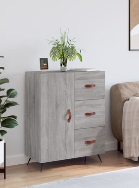 VidaXL Dressoir 69,5x34x90 cm bewerkt hout grijs sonoma eikenkleurig