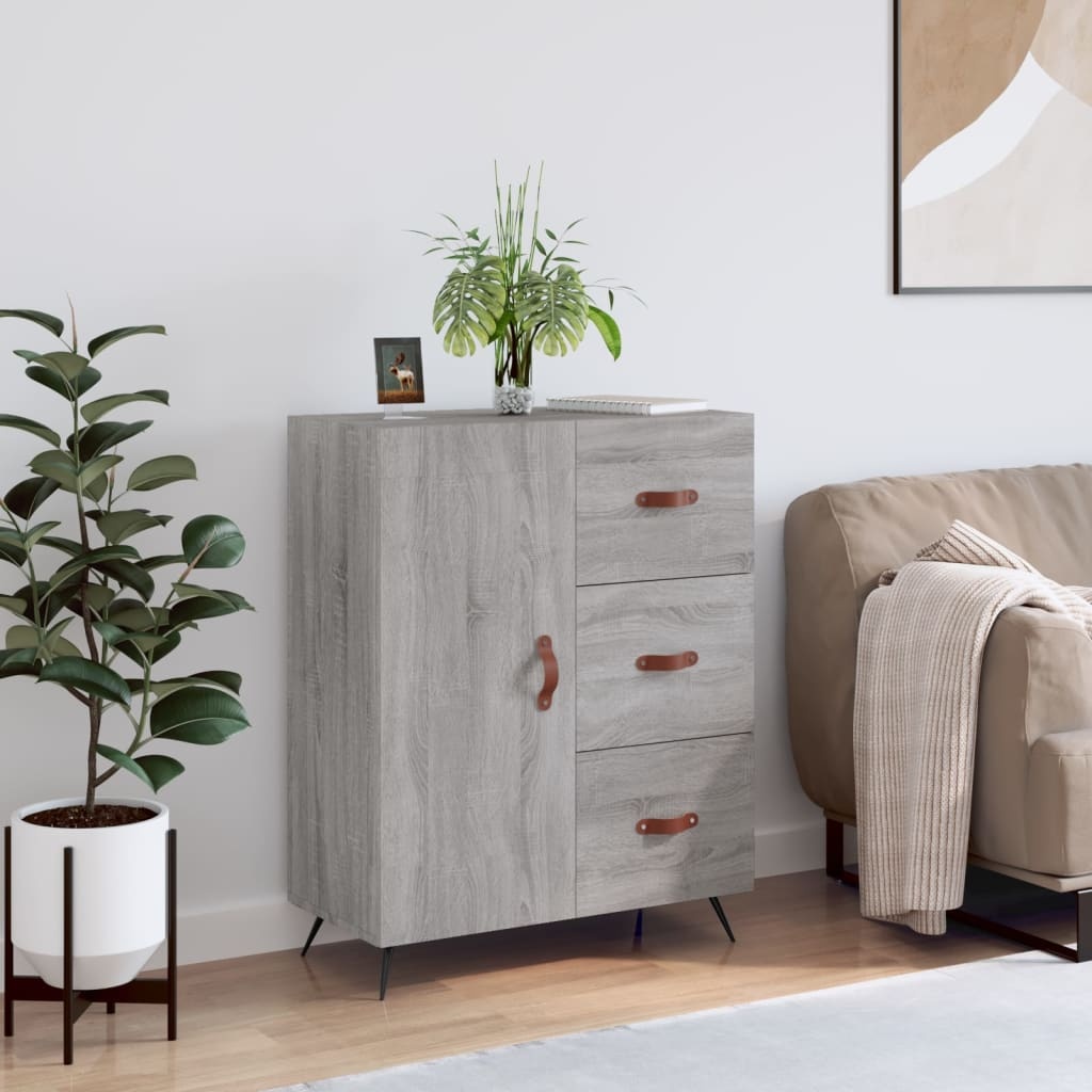 VidaXL Dressoir 69,5x34x90 cm bewerkt hout grijs sonoma eikenkleurig
