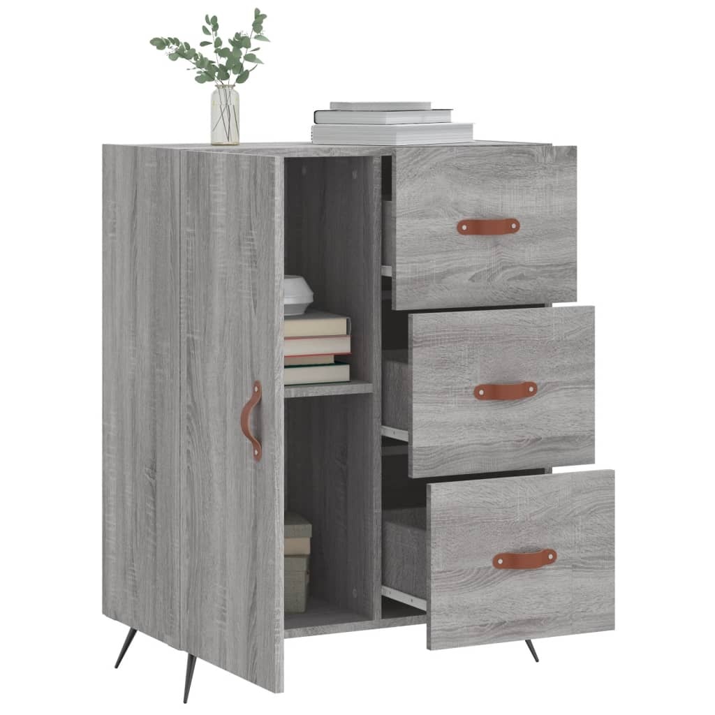 VidaXL Dressoir 69,5x34x90 cm bewerkt hout grijs sonoma eikenkleurig