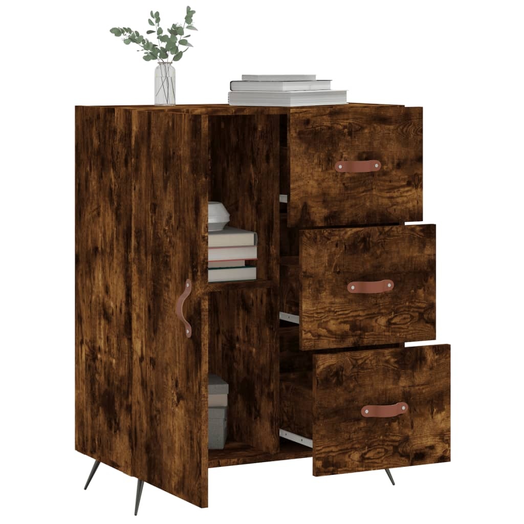 VidaXL Dressoir 69,5x34x90 cm bewerkt hout gerookt eikenkleurig