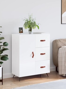 VidaXL Dressoir 69,5x34x90 cm bewerkt hout hoogglans wit